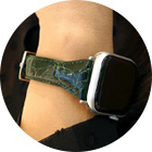グリーンのクロコダイルのウォッチバンド(Apple watch対応 Lサイズ)