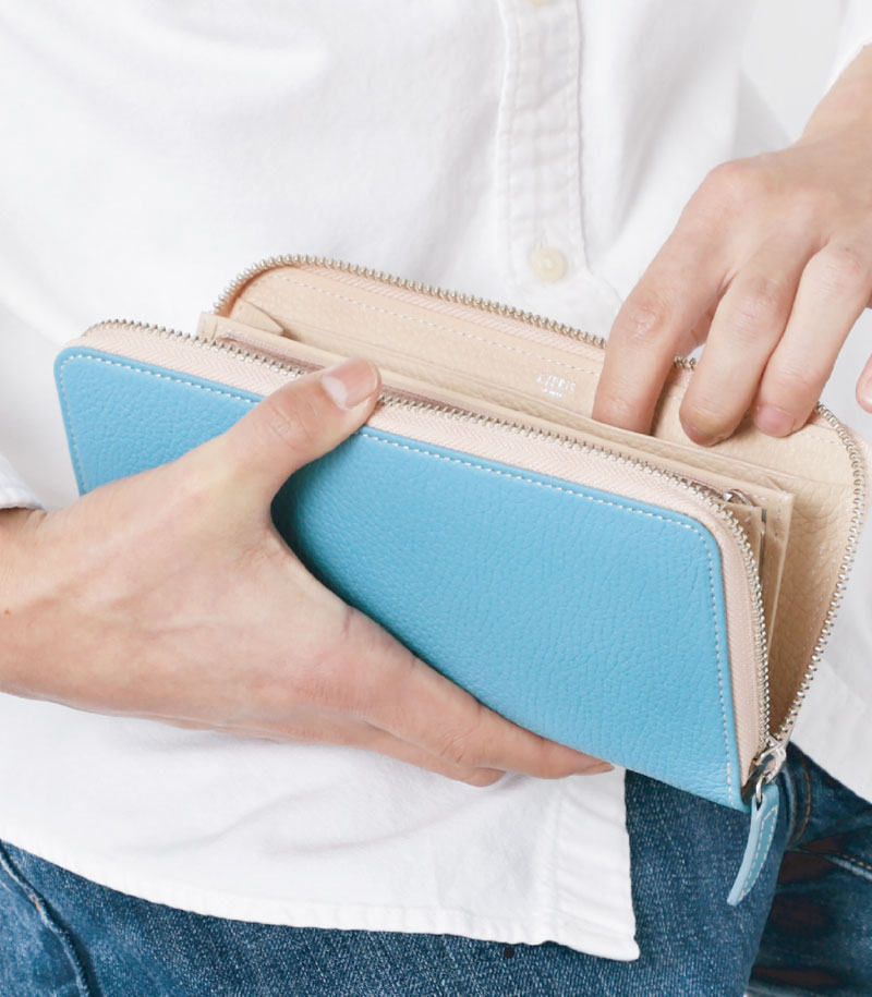 ラウンドファスナーハニーセル長財布（カスタムオーダー） 