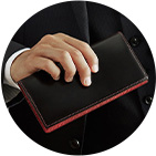 ファスナー付ササマチ長財布（ブラック×レッド）