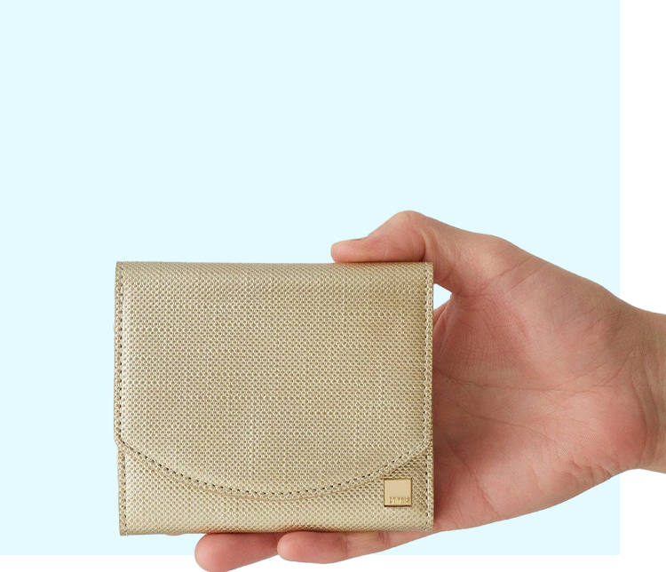 革財布キプリスのコンパクトかぶせハニーセル二つ折財布 | ポン