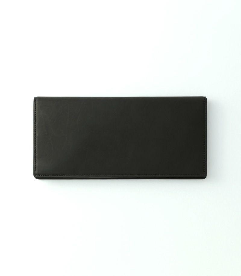 ファスナー付通しマチ長財布｜レーニアカーフ ｜ブラック