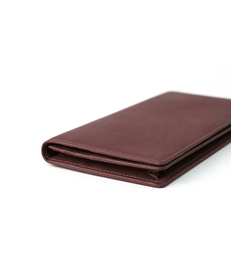 ファスナー付通しマチ長財布｜レーニアカーフ ｜ワイン