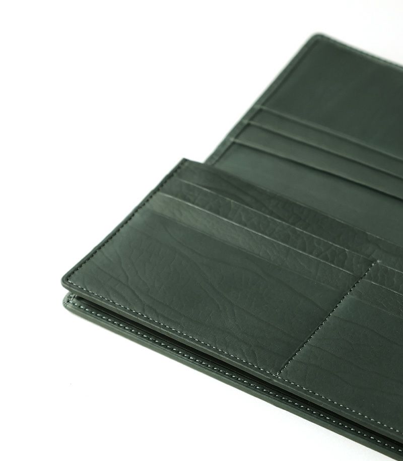 ファスナー付通しマチ長財布｜レーニアカーフ ｜ワイン