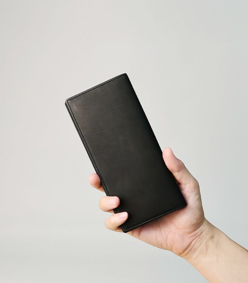 ファスナー付通しマチ長財布｜レーニアカーフ ｜ネイビー