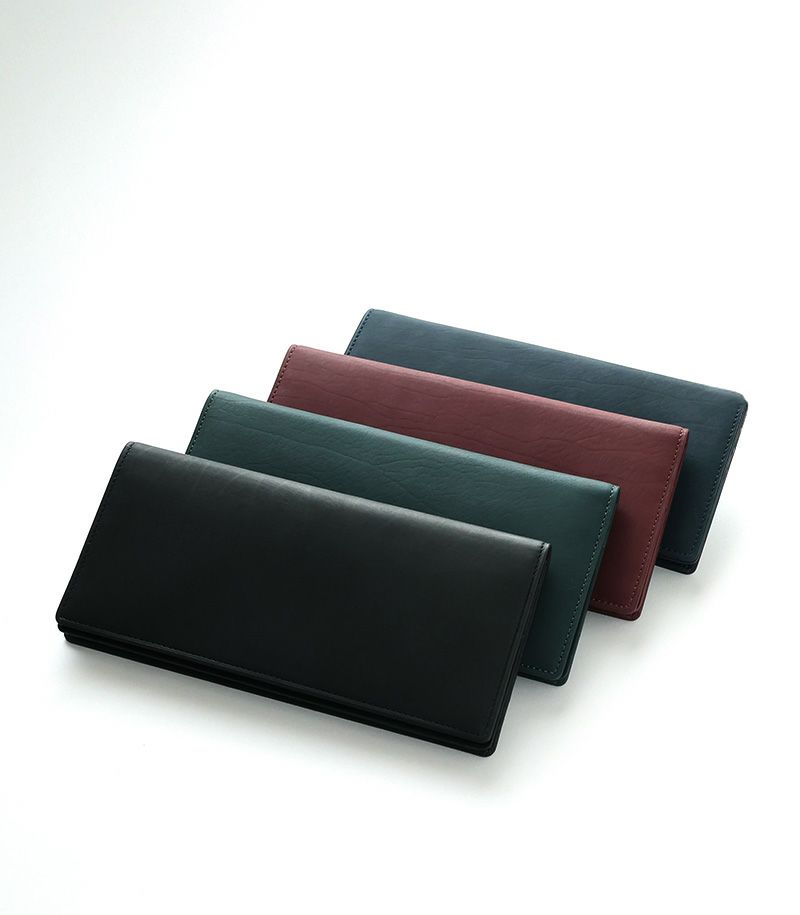 ファスナー付通しマチ長財布｜レーニアカーフ ｜グリーン