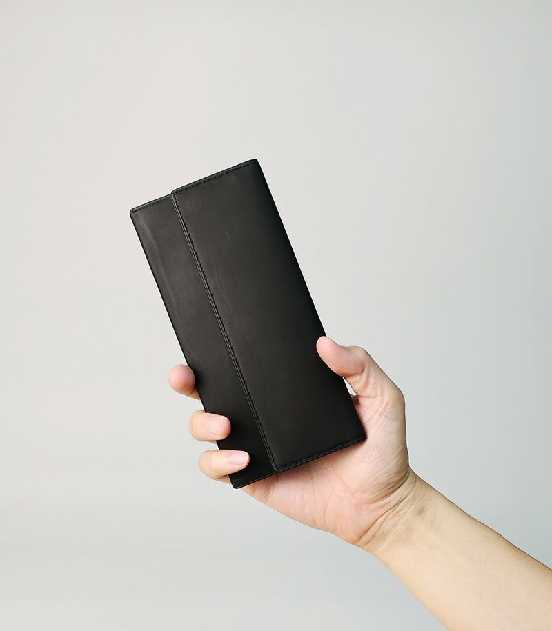  マチなし長財布｜レーニアカーフ ｜ネイビー