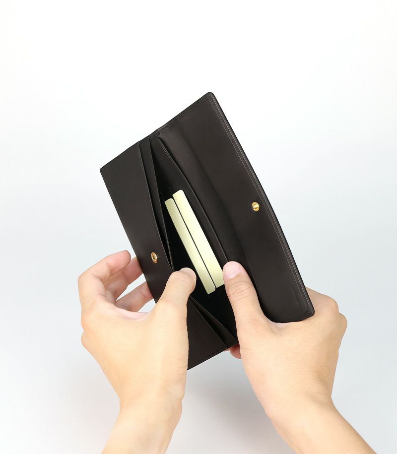  マチなし長財布｜レーニアカーフ ｜グリーン