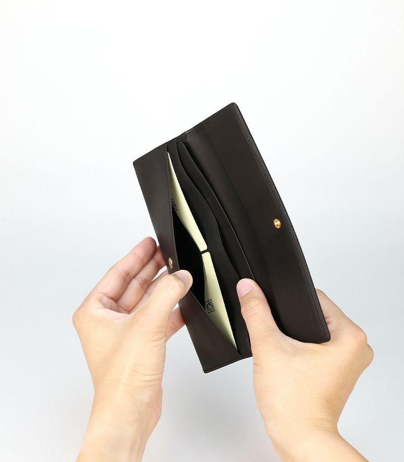  マチなし長財布｜レーニアカーフ ｜グリーン