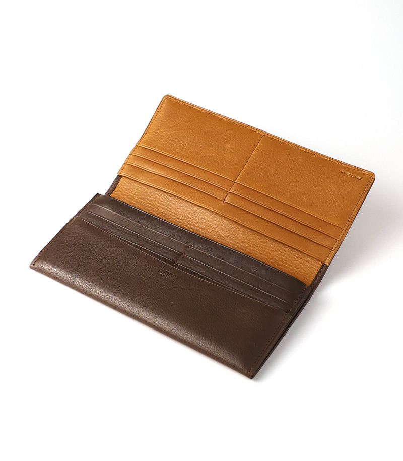 ファスナー付ササマチ長財布｜シルキーキップ ｜チョコ