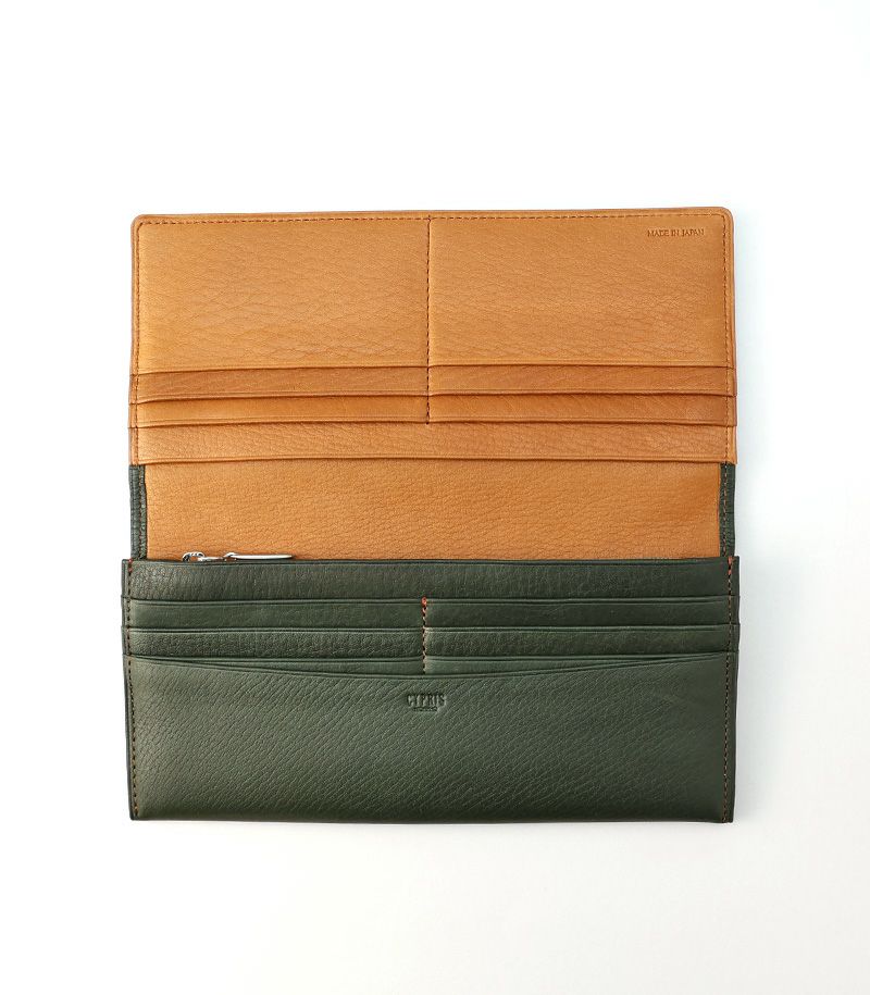 ファスナー付ササマチ長財布｜シルキーキップ ｜チョコ