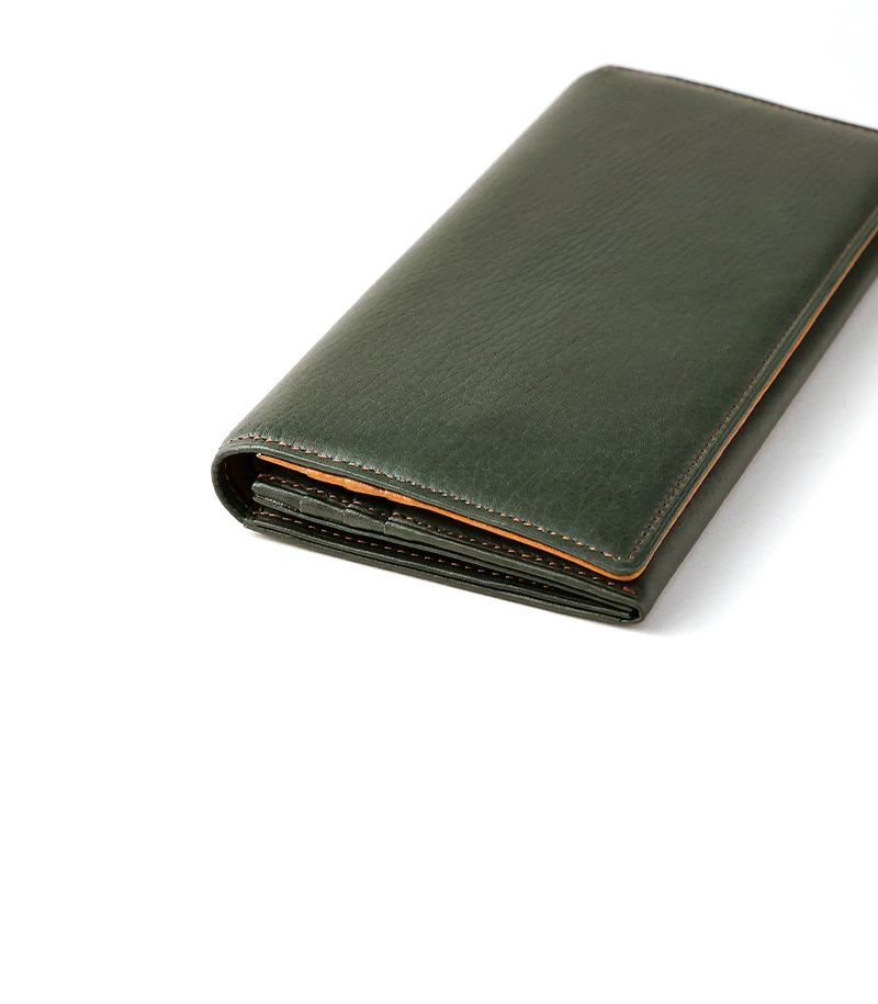 ファスナー付ササマチ長財布｜シルキーキップ ｜グリーン