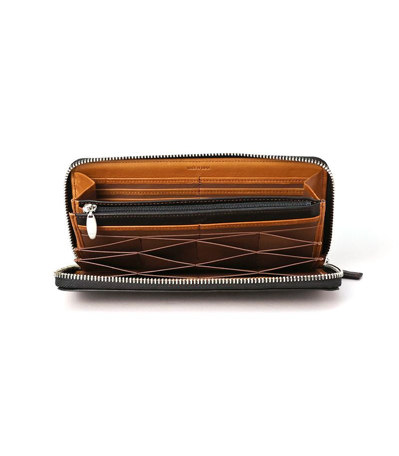 ラウンドファスナーハニーセル長財布｜シルキーキップ ｜ブラック