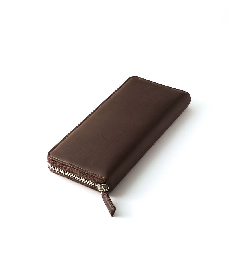 ラウンドファスナーハニーセル長財布｜シルキーキップ ｜チョコ