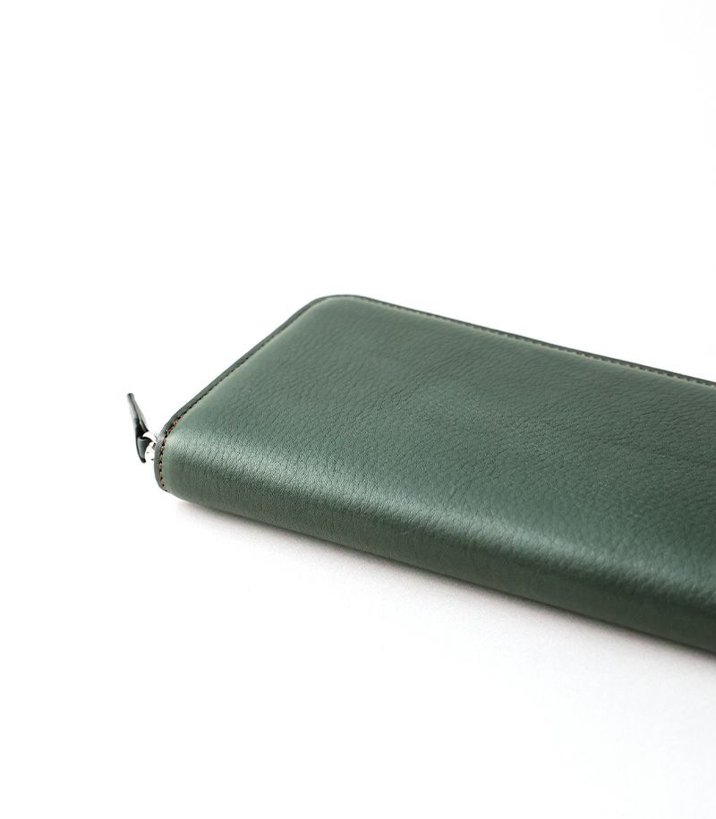 ラウンドファスナーハニーセル長財布｜シルキーキップ ｜グリーン