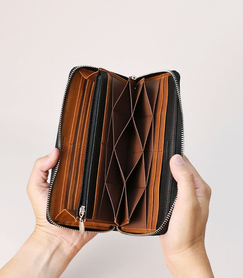 ラウンドファスナーハニーセル長財布｜シルキーキップ 