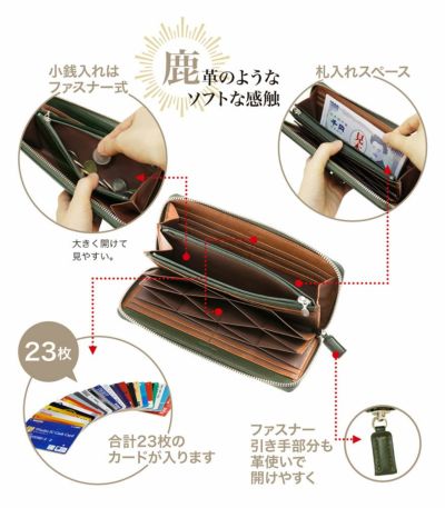 ラウンドファスナーハニーセル長財布｜シルキーキップ 