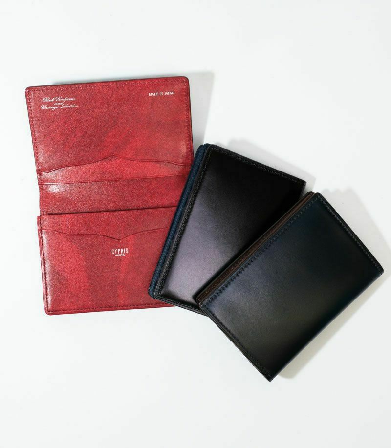 通しマチ名刺入れ｜コードバン＆シラサギレザー |革製品CYPRIS  