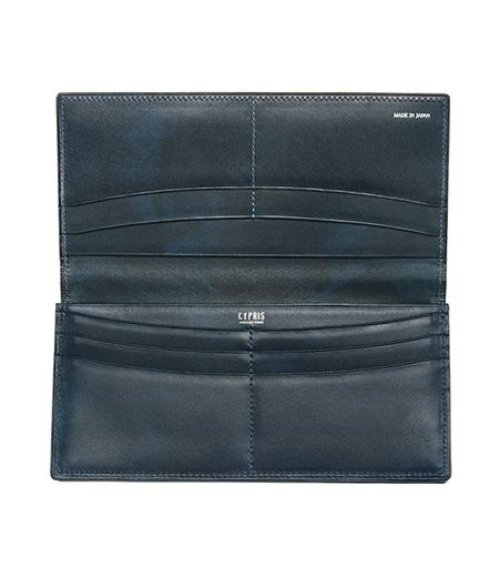 CYPRIS リザード長財布　ネイビー キプリスコレクション 長財布（小銭入れ付き通しマチ束入