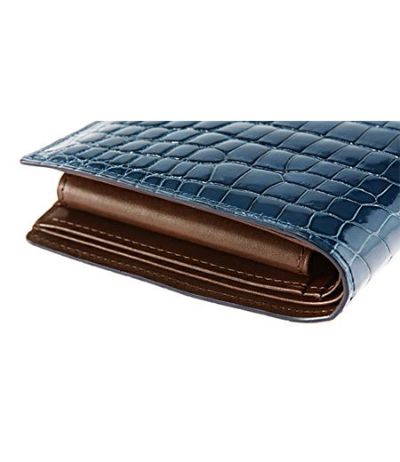 二つ折り財布(小銭入れ付き札入)｜艶クロコダイル＆シラサギレザー