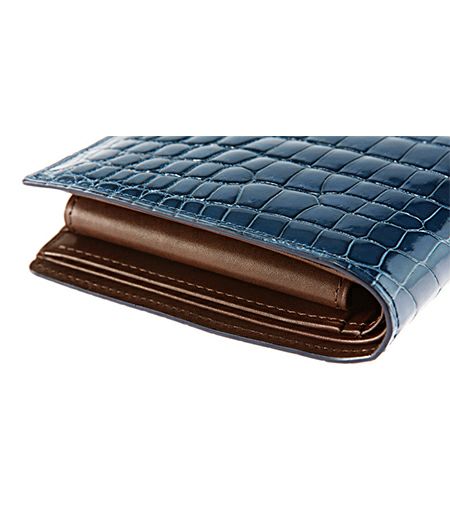 二つ折り財布(小銭入れ付き札入)｜艶クロコダイル＆シラサギレザー