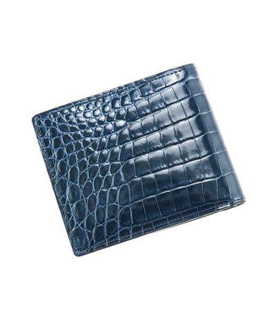 二つ折り財布(カード札入)｜艶クロコダイル＆シラサギレザー