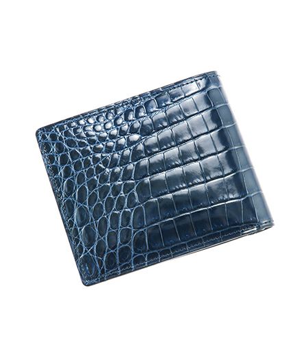 二つ折り財布(カード札入)｜艶クロコダイル＆シラサギレザー