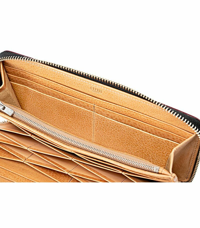 ハニーセル長財布(ラウンドファスナー束入)｜オイルシェルコードバン＆ヴァケッタレザー