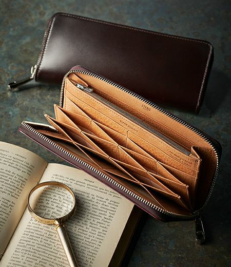ラウンドファスナーハニーセル長財布｜オイルシェルコードバン＆ヴァ  