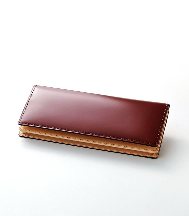 長財布(小銭入れ付き通しマチ束入)｜コードバン＆ベジタブルタンニンレザー