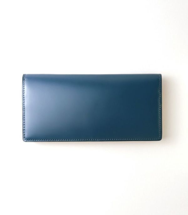 CYPRIS キプリス ブルー　青　コードバン&ベジタブルタンニンレザー　長財布 ファスナー付通しマチ長財布｜コードバン＆ベジタブルタンニン