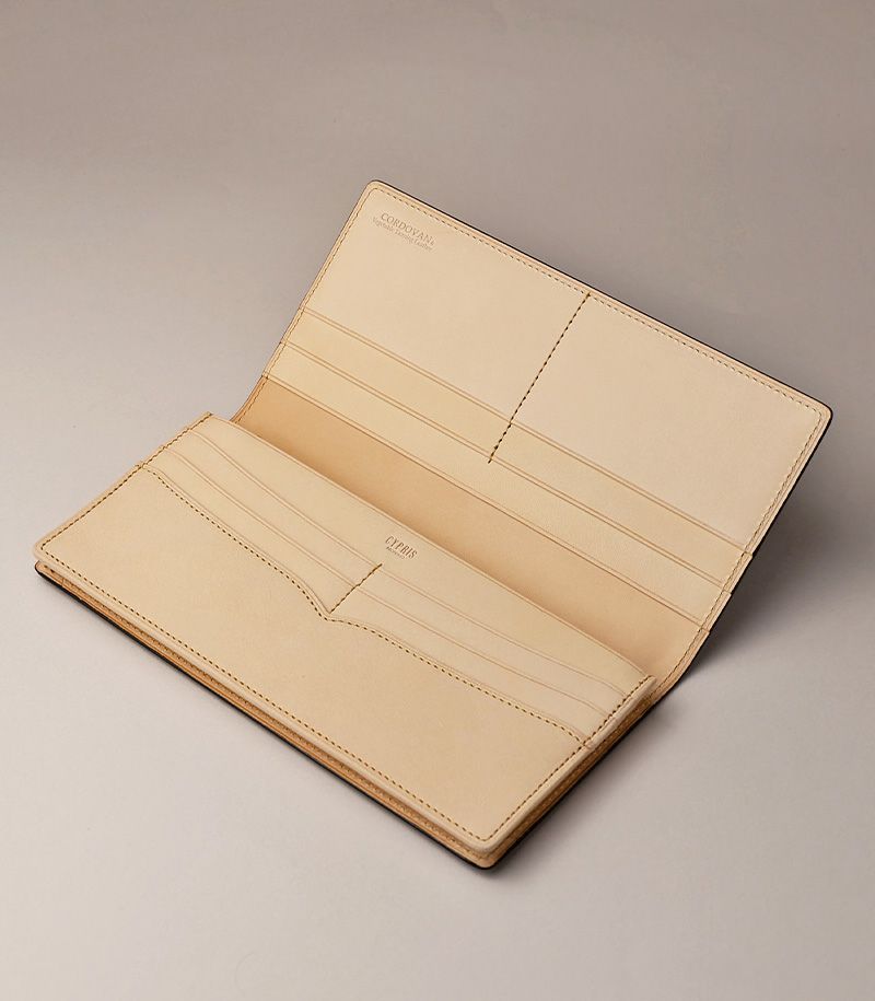 長財布(小銭入れ付き通しマチ束入)｜コードバン＆ベジタブルタンニンレザー