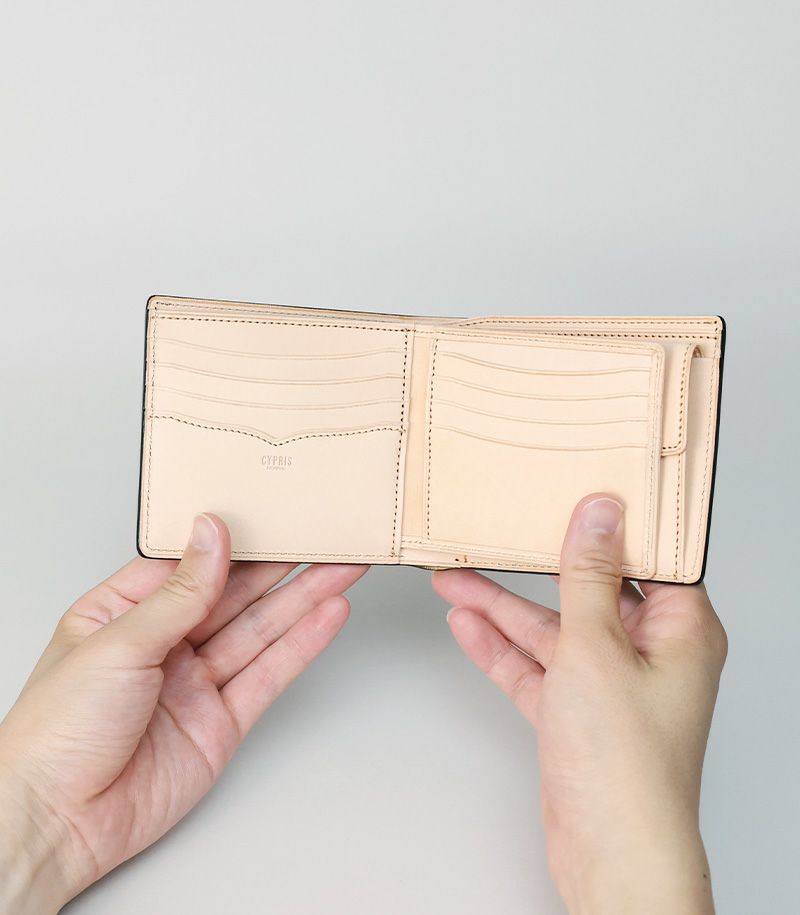 二つ折り財布(ベロ・小銭入れ付き札入)｜コードバン＆ベジタブルタンニンレザー