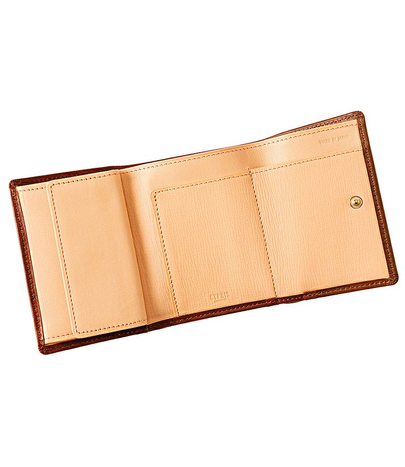 三つ折り財布｜シラサギレザー|ブラウン