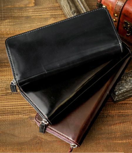 HORWEEN フルシェルコードバン 長財布 ブラック ラウンドファスナー長財布｜ホーウィンシェルコードバン｜革財布