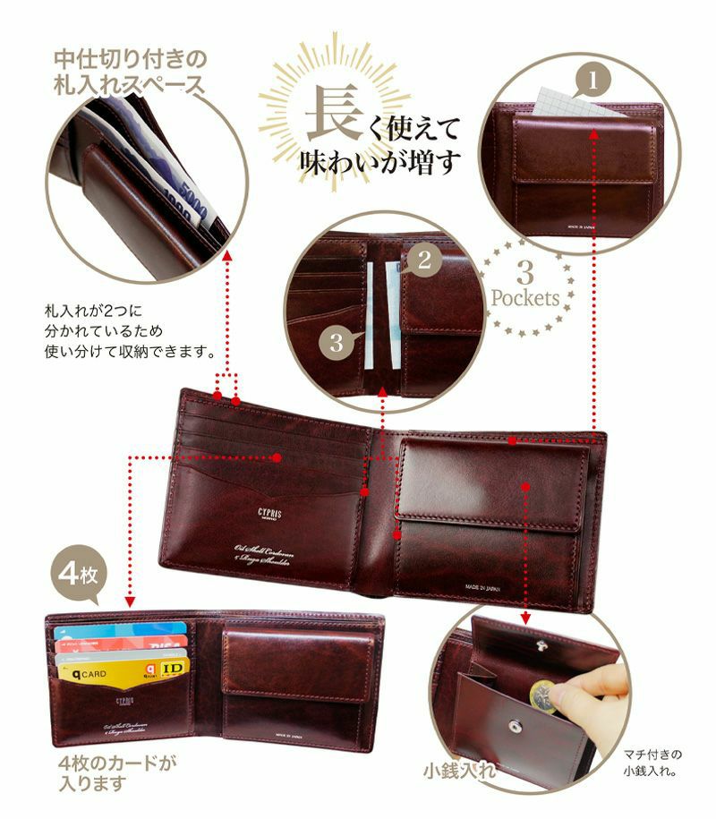 CYPRIS キプリス 【新品同様】4121 Cordovan & Cirasagi Leather 小銭  