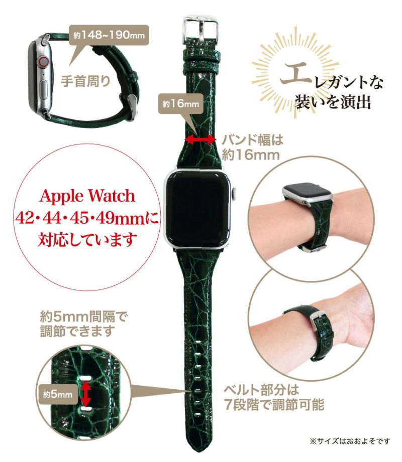 ウォッチバンド(Apple watch42/44/45/49mm対応)｜クロコダイル